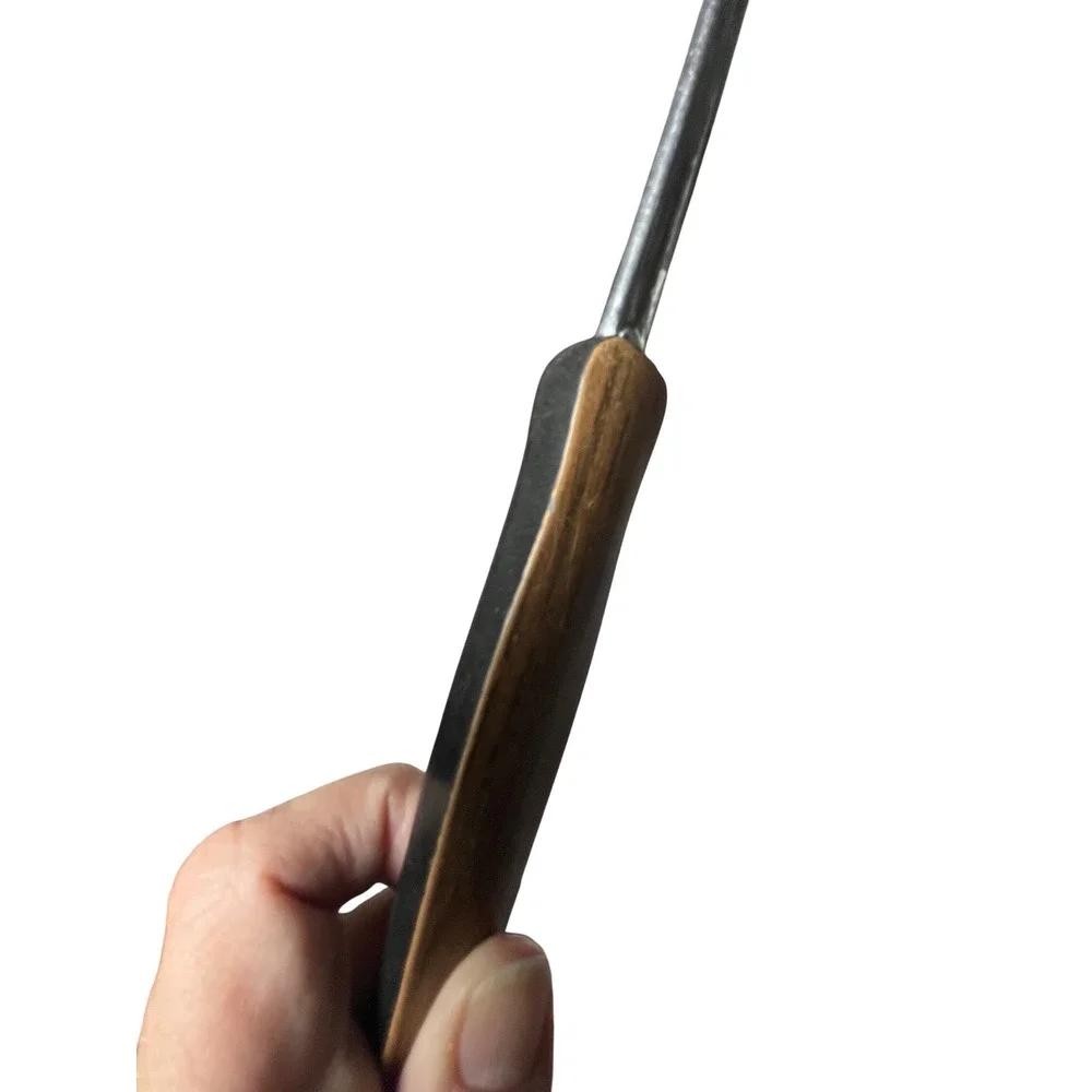 Vintage EKCO USA Slotted Spoon‎ Stainless Steel 2-Tone Wood Black Handle MCM
